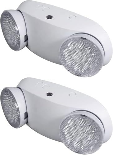 OSTEK LED Emergency Light with Adjustable Floodlight Heads, 90-Min Backup Battery, Fire-Resistant, 120-277V, UL 94V-0 Rated, for Business Use (2pack) - size: 2pack