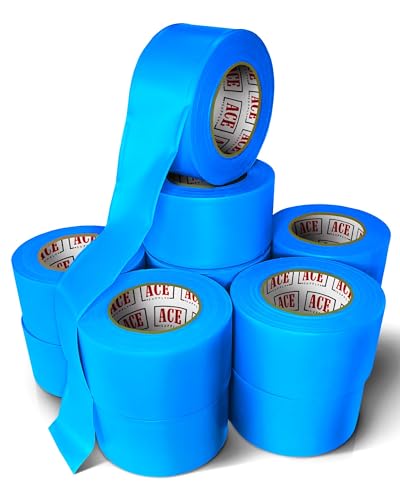 ACE Supply Blue Flagging Tape 144 Pack - Non-Adhesive Survey Tape - 1.5 Inch Width, 150 Ft Length, 2 Mil - Tree Marking Ribbon, Surveyors Ribbon - color: Blue, size: 144 Pack