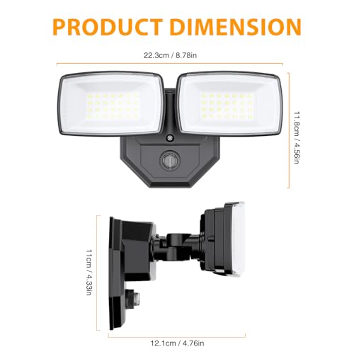 Onforu 3200lm Dusk to Dawn Outdoor Lighting, IP66 Waterproof, Auto on Off - color: Black