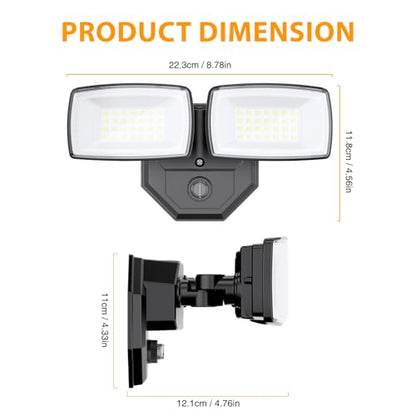 Onforu 3200lm Dusk to Dawn Outdoor Lighting, IP66 Waterproof, Auto on Off - color: Black