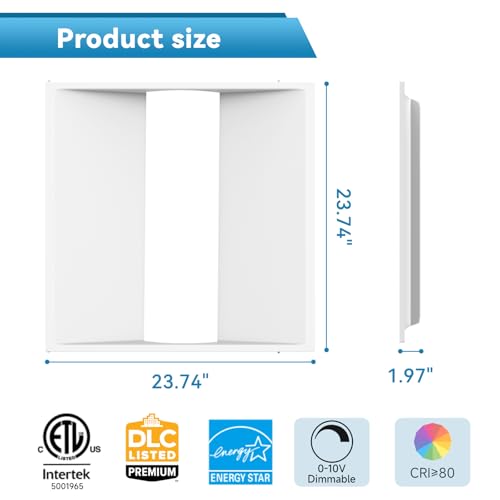 2x2 LED Troffer Center Basket Panel,5Color Tunable 3500K/4000K/5000K,Watt Adjustable,30W/35W/40W-Up to 6000Lumens,0-10V Dimmable Recessed Back-Lit Drop Ceiling Light,ETL Qualified,16Pack - size: 2x2 16Pack