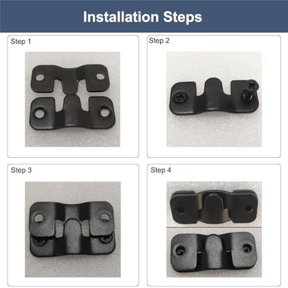 20Pcs Black Flush Mount Bracket 1.73" x 0.75" Stainless Steel Interlock Photo Hanging Buckle, Heavy Duty Picture Hanger Sectional Connector Z Clips Headboard Wall Mounting Brackets with Screws - size: 1.73" x 0.75"/ 2 hole