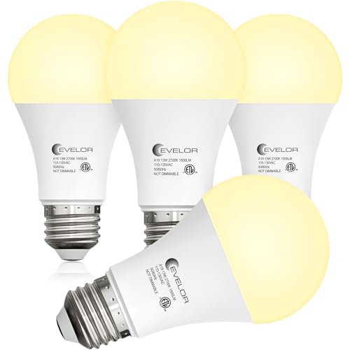 evelor A19 LED Light Bulbs,100 Watt Equivalent,2700K Soft White,4-Packs - color: Soft White 2700k, size: 4 Pcs