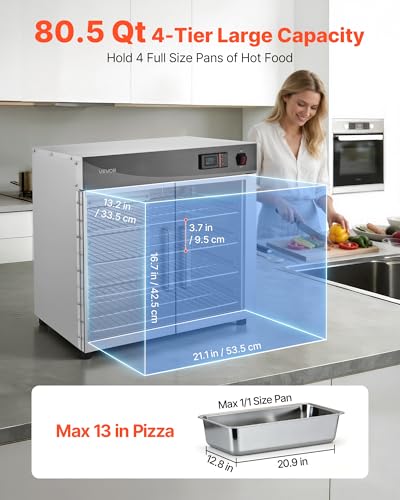 VEVOR Commercial Electric Food Warmer 4-Tier Stainless Steel Double-Door - size: 4-Layer