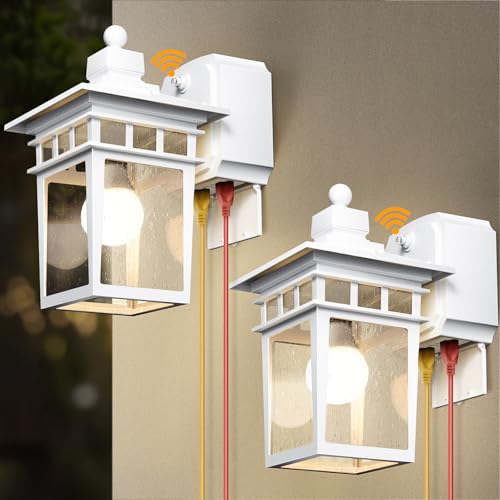 Outdoor Light with GFCI Outlet,2 Pack Dusk to Dawn Porch Lights White - color: White, size: 2-Pack-Dusk to Dawn