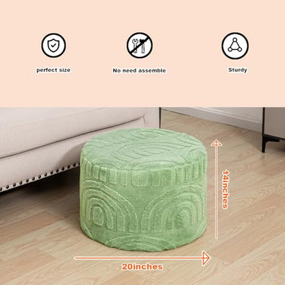 Asuprui Plush Pouf Ottoman Footrest,Foot Stools Ottoman,20"x14", Sage Green - color: Sage Green, size: 20"D x 20"W x 14"H