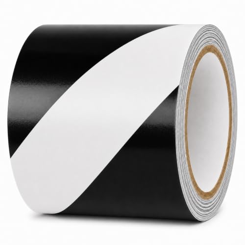 GGR Supplies Black & White Hazard Stripe Tape, 4 inches x 18 Yards - color: Black & White, size: 4 in. x 18 yds. (96mm)