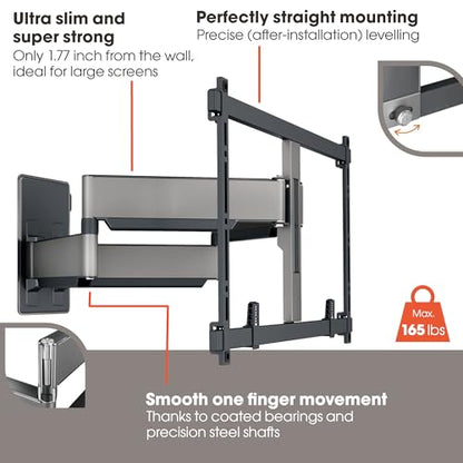 Vogel's TVM 5855 Full-Motion Ultra Strong TV Wall Mount for Large and Heavy TVs up to 100 inches and 165 lbs, Swivels up to 120°, Max. VESA 600x400, Universally Compatible - color: Black, size: 55-100", 120°, Max. 165 lbs