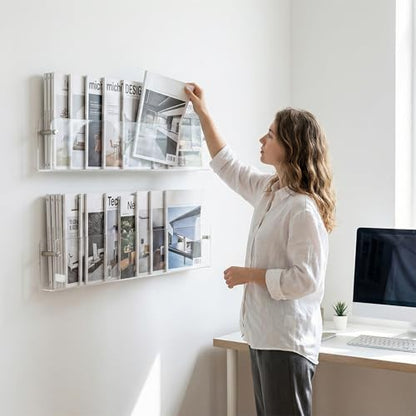 37.4" Magazine Holder,Acrylic Magazine Rack Wall Mounted,Clear Brochure Holder (2PACK)… - color: Transparent