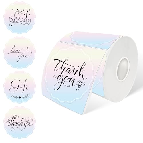 3 Inch Round Thermal Labels,Rainbow Flower Thermal Sticker Labels for Small Business, Logo Design, Baking,300 Sheets/1 Roll - color: Rainbow, size: 3 inch