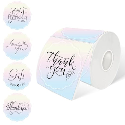 3 Inch Round Thermal Labels,Rainbow Flower Thermal Sticker Labels for Small Business, Logo Design, Baking,300 Sheets/1 Roll - color: Rainbow, size: 3 inch