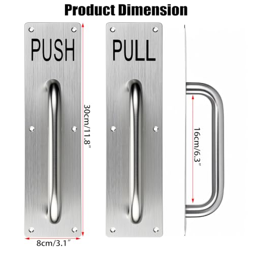 Sumnacon 1 Set Stainess Steel Door Handle,Push Pull Plate Handles, Silver - color: Silver