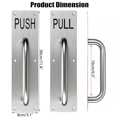 Sumnacon 1 Set Stainess Steel Door Handle,Push Pull Plate Handles, Silver - color: Silver