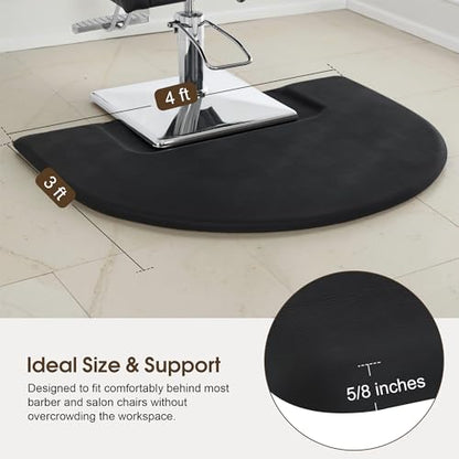 BarberPub 3'x4'x5/8" Anti-Fatigue Salon Mat, PU, Square Base 0075 - color: Black - Pu Foam