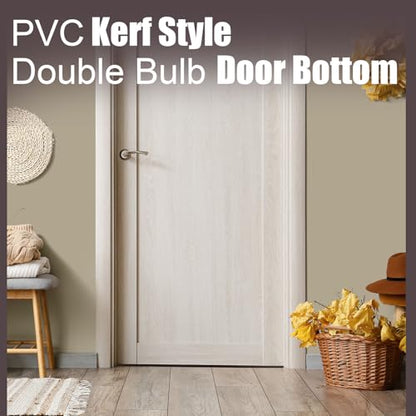 Pushglossy 2 Pcs Double Bubble Kerf 36" Door Bottom Seal, Brown - color: Brown, size: Double Bubble Kerf