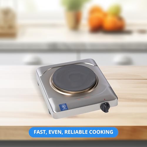 Cadco KR-S2 Portable Electric Hot Plate, 1500W Cast Iron Single Burner