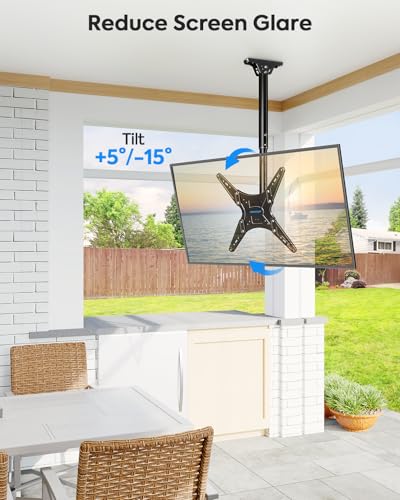 MOUNTUP Outdoor Ceiling TV Mount for 26"- 65" TVs, Waterproof & Rustproof Outside Ceiling Mount with Stainless Steel Hardware, Heavy Duty 99lbs Full Motion Bracket for Patio/Gazebo, Max VESA 400x400mm - size: Height 30.2'', Outdoor