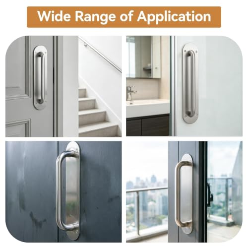 HERCHR Commercial Door Pull Handle with Backplate, Steel Door Handle Plate