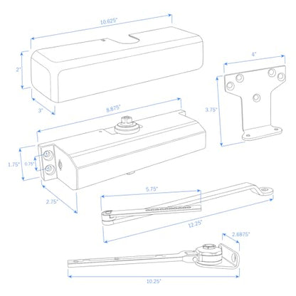 Nuk3y 6003 Series Hold Open Door Closer, Multi-Mount, Size 3 (Black) - color: Black