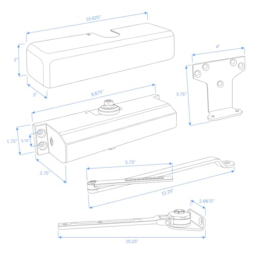 Nuk3y 6003 Series Hold Open Door Closer, Multi-Mount, Size 3 (Aluminum) - color: Aluminum