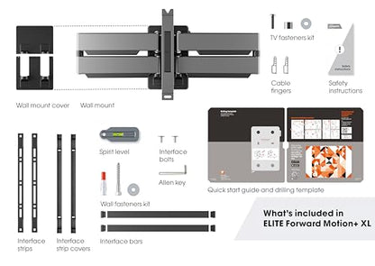 Vogel's TVM 5855 Full-Motion Ultra Strong TV Wall Mount for Large and Heavy TVs up to 100 inches and 165 lbs, Swivels up to 120°, Max. VESA 600x400, Universally Compatible - color: Black, size: 55-100", 120°, Max. 165 lbs