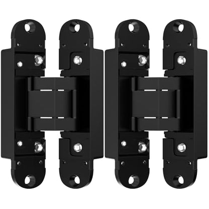 5.5" Hidden Door Hinge, 2 Pack 3-Way Adjustable 180°, Concealed Hinge Black - color: Black, size: 5.5 Inch