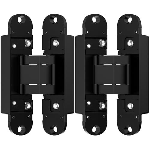 5.5" Hidden Door Hinge, 2 Pack 3-Way Adjustable 180°, Concealed Hinge Black - color: Black, size: 5.5 Inch