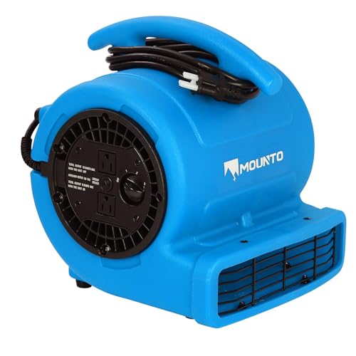 MOUNTO 1/4hp 1000CFM 2 Speed Air Mover Carpet Dryer Floor Fan Cooling Fan (Blue) - color: Blue
