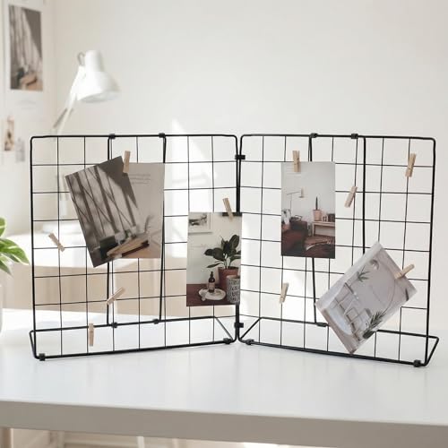 Double-Sided Foldable Desktop Photo Display Board Black - color: Black