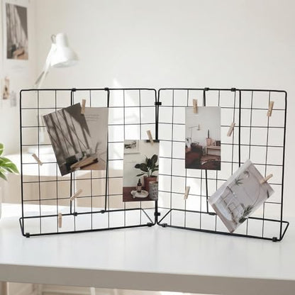 Double-Sided Foldable Desktop Photo Display Board Black - color: Black