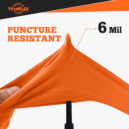 TitanFlex Heavy Duty Orange Nitrile Gloves, 6 Mil, Raised Diamond Texture, Mechanic Disposable Gloves, Latex Free Powder Free - color: 6-mil (1000-ct), size: Large