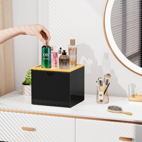 VITVITI Drawer Disposable Face Towel Holder Box, Acrylic Storage, Black - color: Black 2