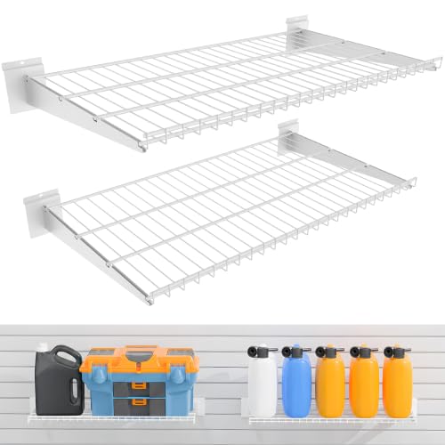 2 Pack Metal Slatwall Shelves 24X16.5 Inch, White - color: White, size: L2PC