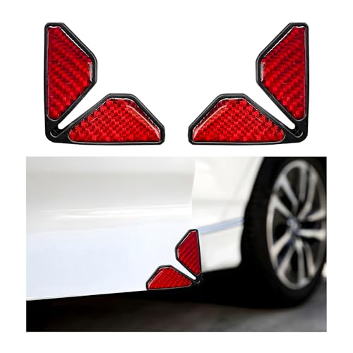 DXNQ 2 PCS Car Door Corner Protector Edge Guards, Real Carbon Fiber Anti-Collision Car Door Edge Protector, Self-Adhesive Decorative Auto Corner Protect, Vehicle Exterior Accessories (Red) - color: Red