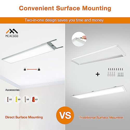 1x4 LED Flat Panel Light Surface Mount 4-Pack, 100-277V - color: White, size: 1x4-4 Pack