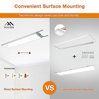 6-Pack 1x4 FT Surface Mount LED Flat Panel Light - color: White, size: 1x4- 6 Pack