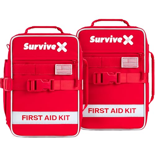 SurviveX Large First Aid Kit, Emergency Kit for 3-4 People, Pack of 2 - size: Large (Pack of 2)
