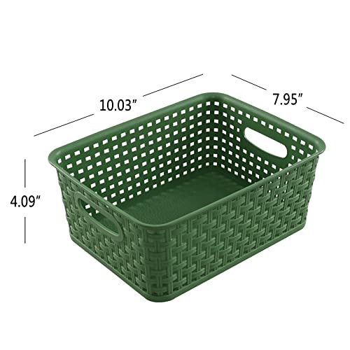 Plastic Kitchen Basket, Woven Storage Baskets, 6 Packs Deep Green - color: Deep Green