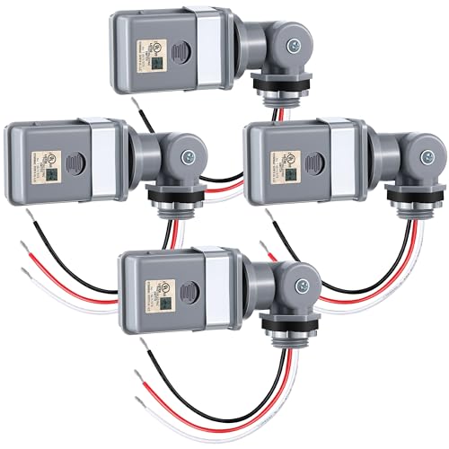 4 Pack Photocell Sensor for Outdoor Lights, 120VAC 50/60 Hz