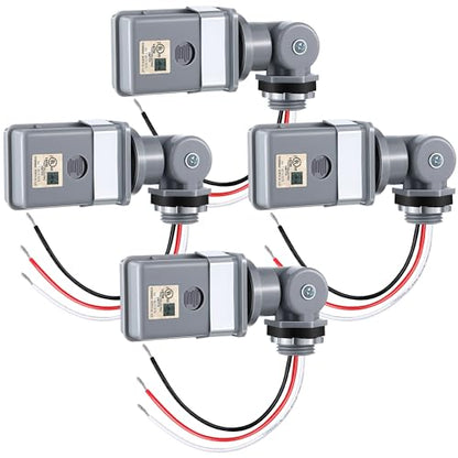 4 Pack Photocell Sensor for Outdoor Lights, 120VAC 50/60 Hz