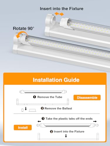 ONLYLUX T8 Led Bulbs 4 Foot 6500K 36W 5400LM 20 Pack