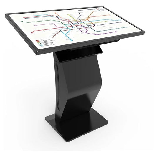 32 Inch Touch Screen Kiosk, 10pt PCAP Capactive Touch Screen Digital Signage, Windows OS K-Style Indoor Digital Signage, Interactive LCD Display Signage, U-Disk Publish Content, Split Screen - color: 32"+Black (Windows OS)