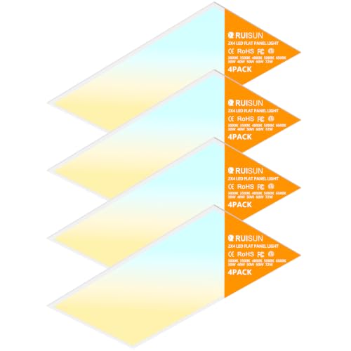 4 Pack 2x4 LED Flat Panel Lights with 5CCT Selectable, 9576LM, ETL - size: 2x4FT 4PACK