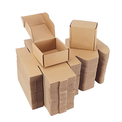 PHAREGE 100 Pack 4x4x2 inch Small Shipping Boxes, Brown Mailing Boxes - color: Brown, size: 4x4x2 inch 100 Pack