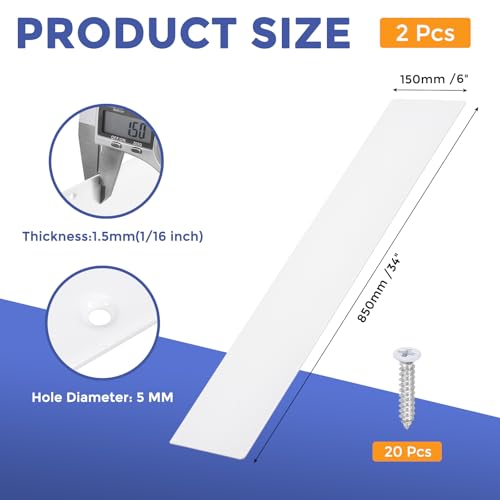 2 Pcs Door Kick Plates - 6 x 34 Inches Door Push Plate (White) - color: White, size: 6 x 34 Inch