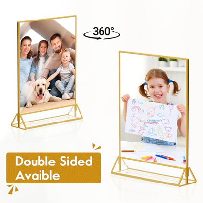 8.5x11 Picture Frame Gold Acrylic Sign Holder for Wedding Table Numbers - color: 8.5X11-Gold-3 Pack