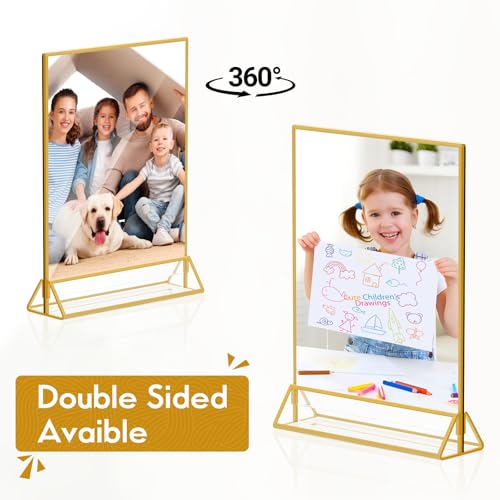 8.5x11 Picture Frame Gold Acrylic Sign Holder for Wedding Table Numbers - color: 8.5X11-Gold-3 Pack