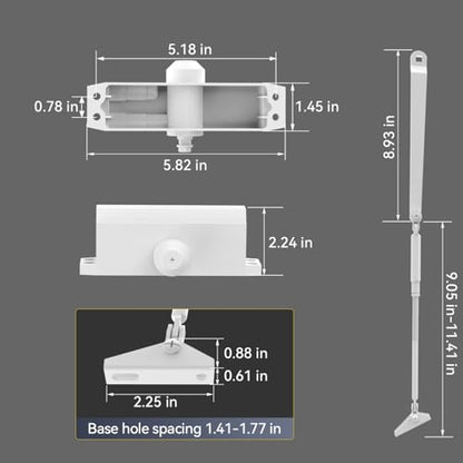Automatic Door Closer Heavy Duty Fire Prevention Spring Hydraulic Aluminum Alloy Surface Mounted Residential Commercial Grade Door Closer Adjustable Speed Door Weights 55-99 Lbs Size1-White - size: Size1 White-Door Weight 55-99 Lbs