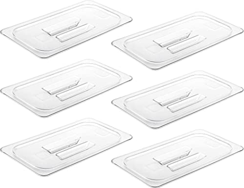 CURTA 6 Pack NSF Food Pan Cover, 1/3 Size Clear Polycarbonate Lid with Handle for Commercial Food Pan, Dishwasher & Freezer Safe Plastic Clear - color: 1/3 Size, size: Handled Lids