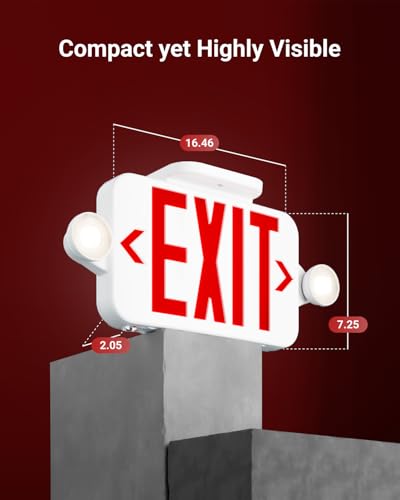 Sunco 6 Pack Red Exit Signs with LED Emergency Lights & Backup Battery